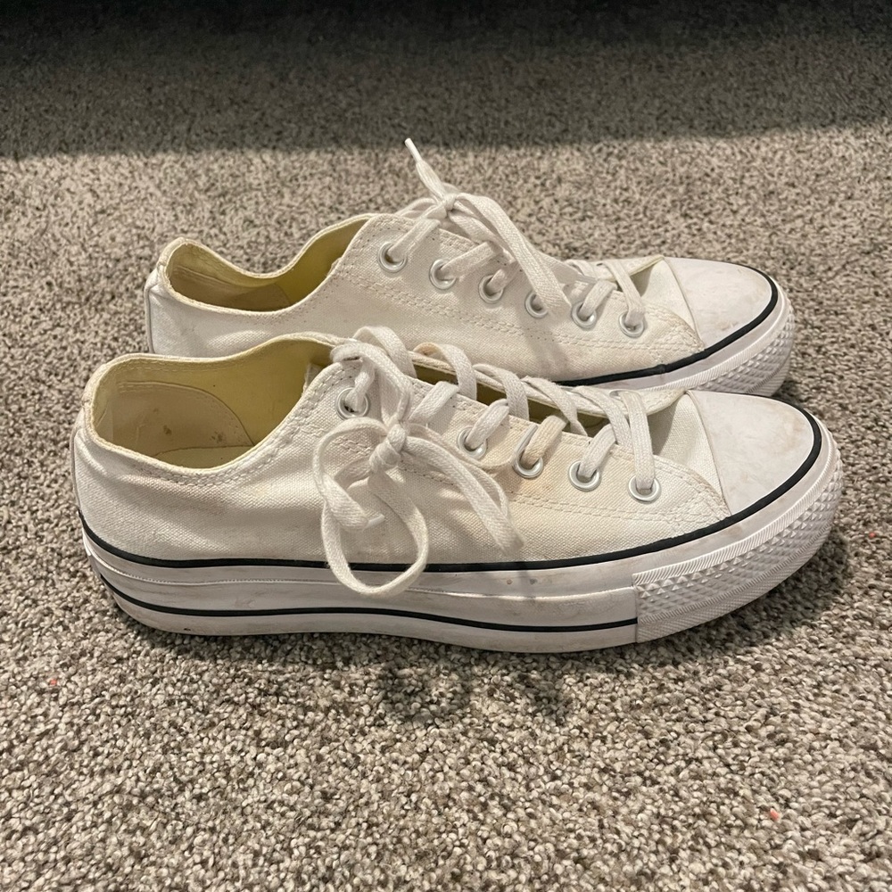 White Converse platform low top